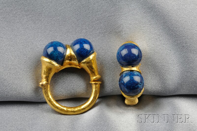 Appraisal: kt Gold and Sodalite Earrings Lalaounis each designed as a