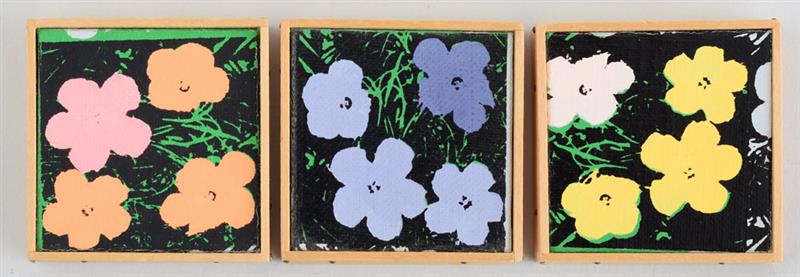 Appraisal: ATTRIBUTED TO RICHARD PETTIBONE b ANDY WARHOL FLOWERS Three screenprints