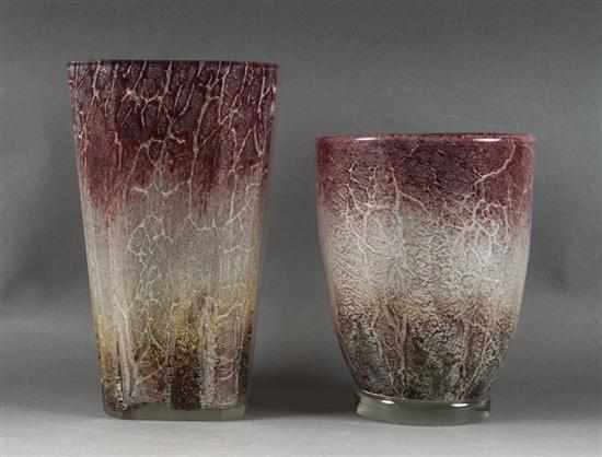 Appraisal: Two WMF Ikora glass vases circa circular footed vase -