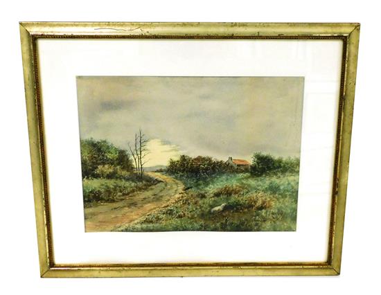 Appraisal: I S Levvy th C Country Road watercolor on paper