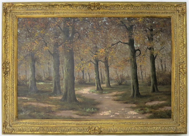 Appraisal: A H KARLBERG OIL ON CANVAS th century forest interior