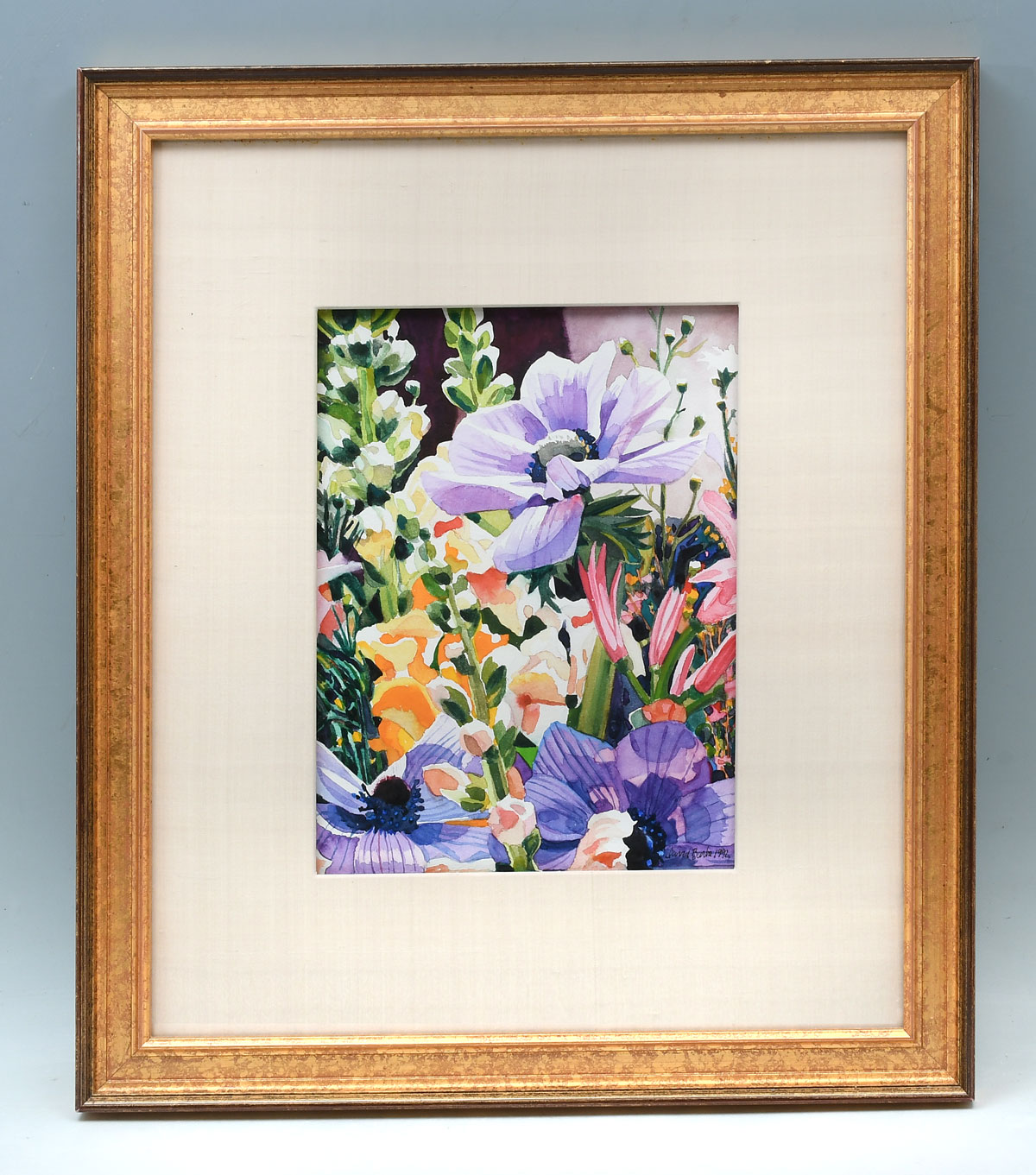 Appraisal: BARBA David American Anemone and Snapdragon Watercolor sight size ''