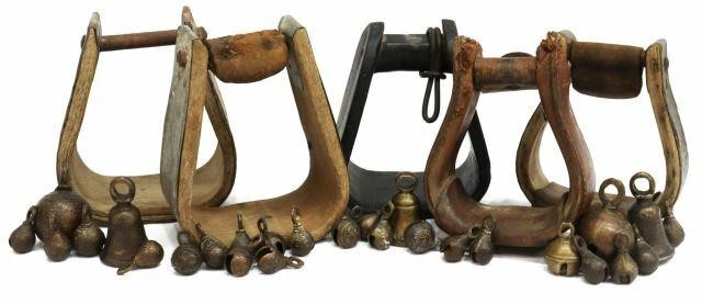 Appraisal: lot Decorative items comprising rustic stirrups all of various size