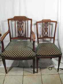 Appraisal: A set of six mahogany Edwardian dining chairs being two