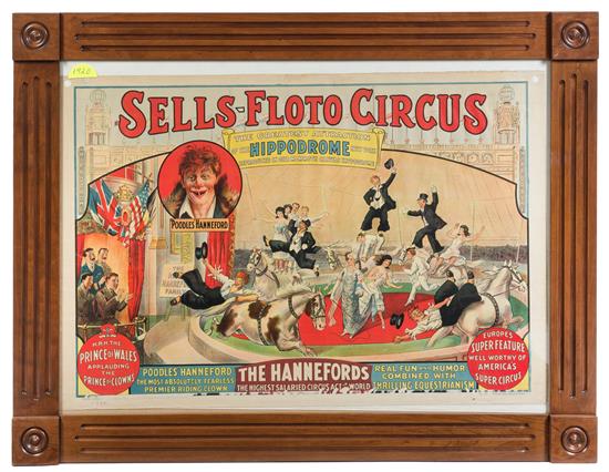 Appraisal: Sale Lot CIRCUS SELLS-FLOTO Poster The Hannefords Erie Litho and