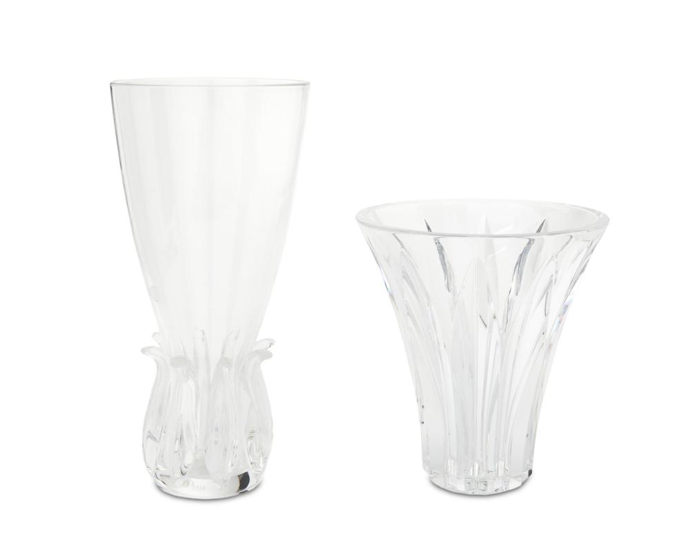 Appraisal: Two Steuben and Baccarat crystal vases Second-quarter th Century One