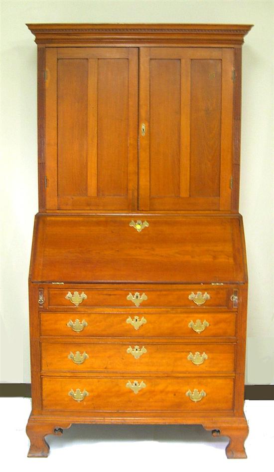 Appraisal: American bookcase desk Connecticut late th C cherry and pine