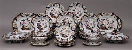 Appraisal: IMPERIAL STONE CHINA PART DINNER SERVICE IN THE FAMILLE ROSE