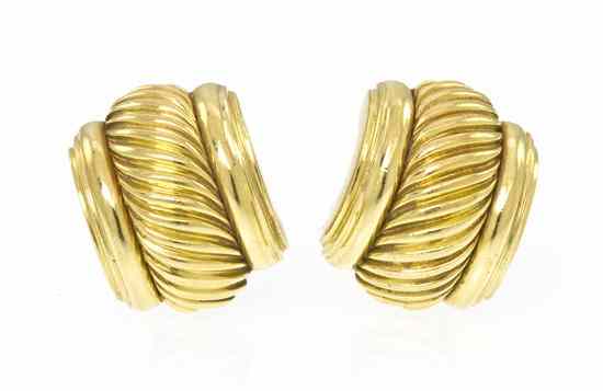 Appraisal: A Pair of Karat Yellow Gold Earclips David Yurman in