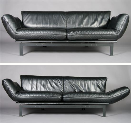 Appraisal: A Pair of Swiss Leather Couches de Sede Height x