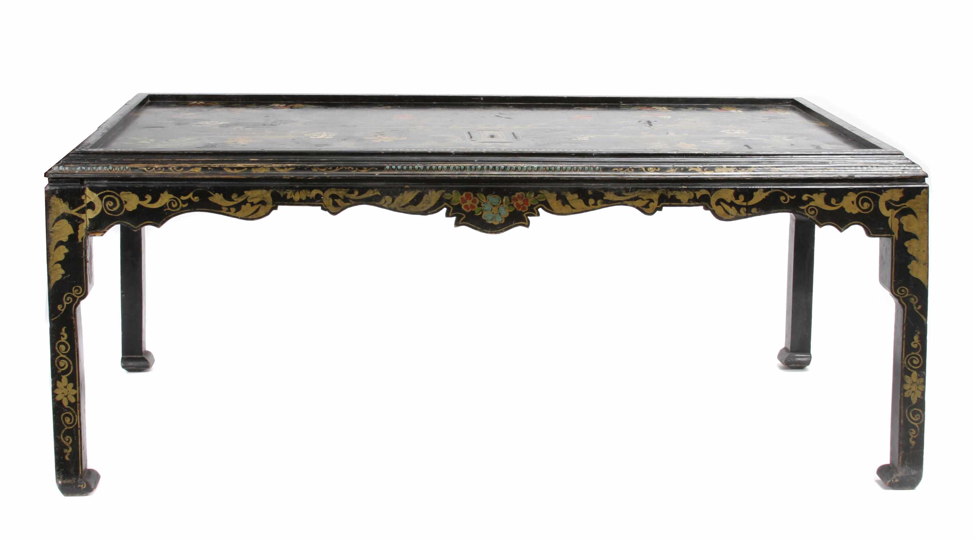 Appraisal: An imposing Chinese paint decorated center table height in width