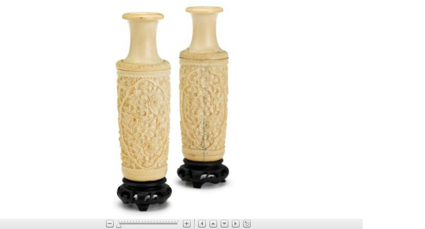 Appraisal: Pair of Chinese carved elephant ivory vasescanton late th century