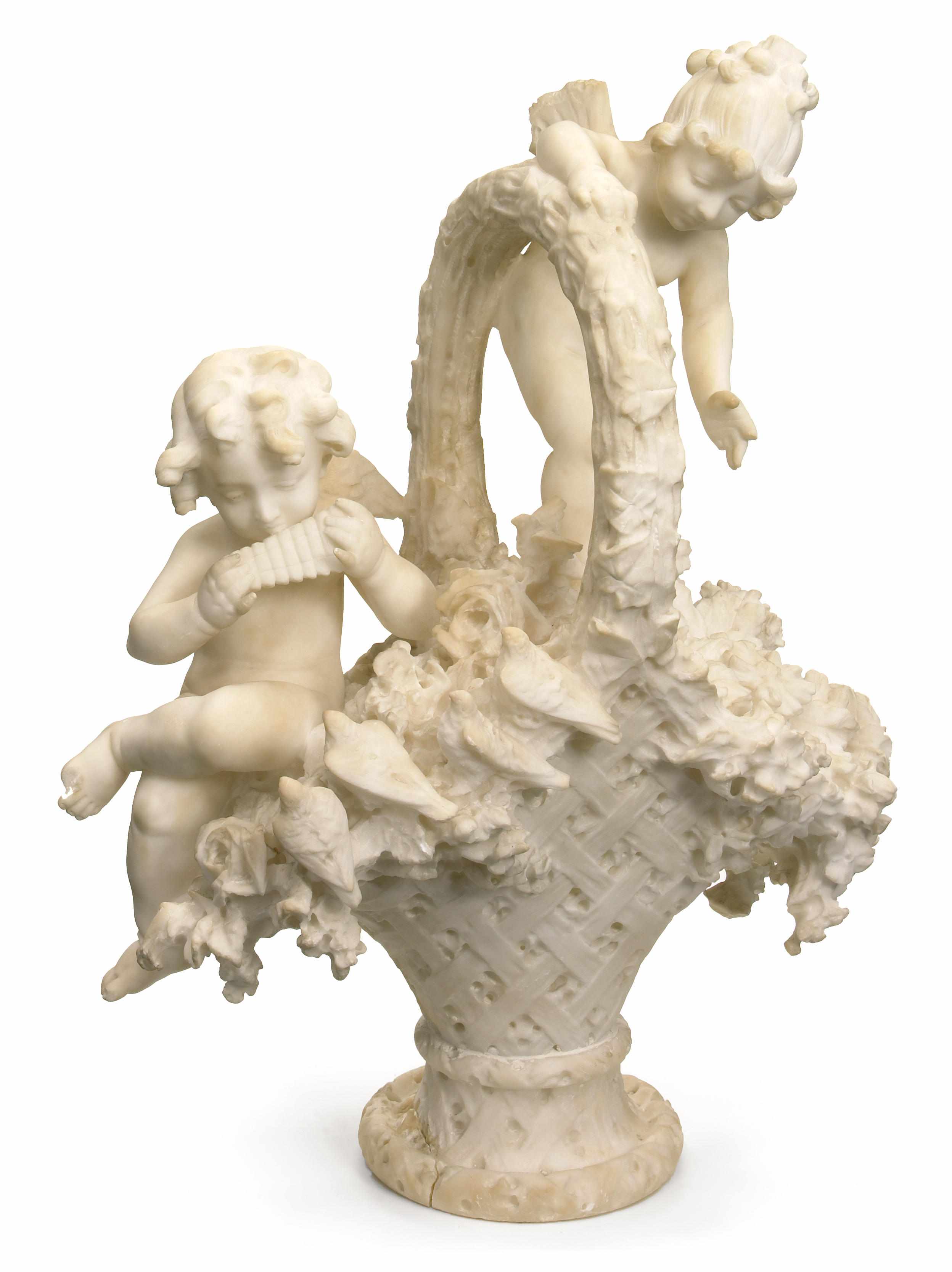 Appraisal: An Italian carved alabaster figural group late th century Modeled