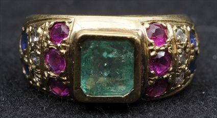 Appraisal: Ring with Faceted Colored Stones K