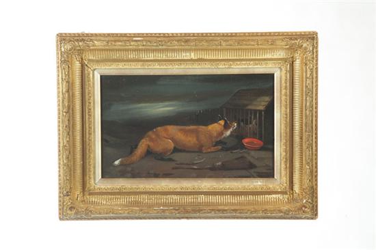 Appraisal: FOX AND CHICKENS ENGLISH SCHOOL LATE TH CENTURY Oil on