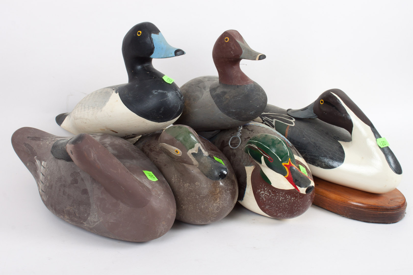 Appraisal: Five Captain Harry Jobes wood duck decoys figure dated -