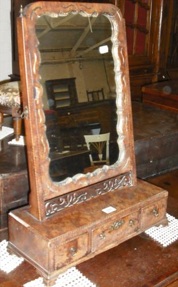 Appraisal: A George II yew wood and parcel gilt dressing mirror