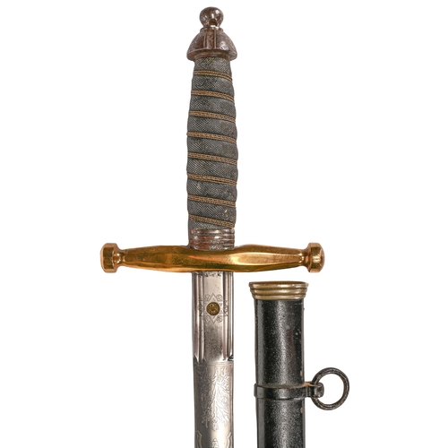 Appraisal: A Scottish Infantry Officer's cross hilted sword the etched blade