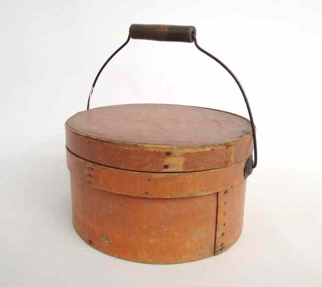 Appraisal: th c pantry box in old salmon paint '' Diameter