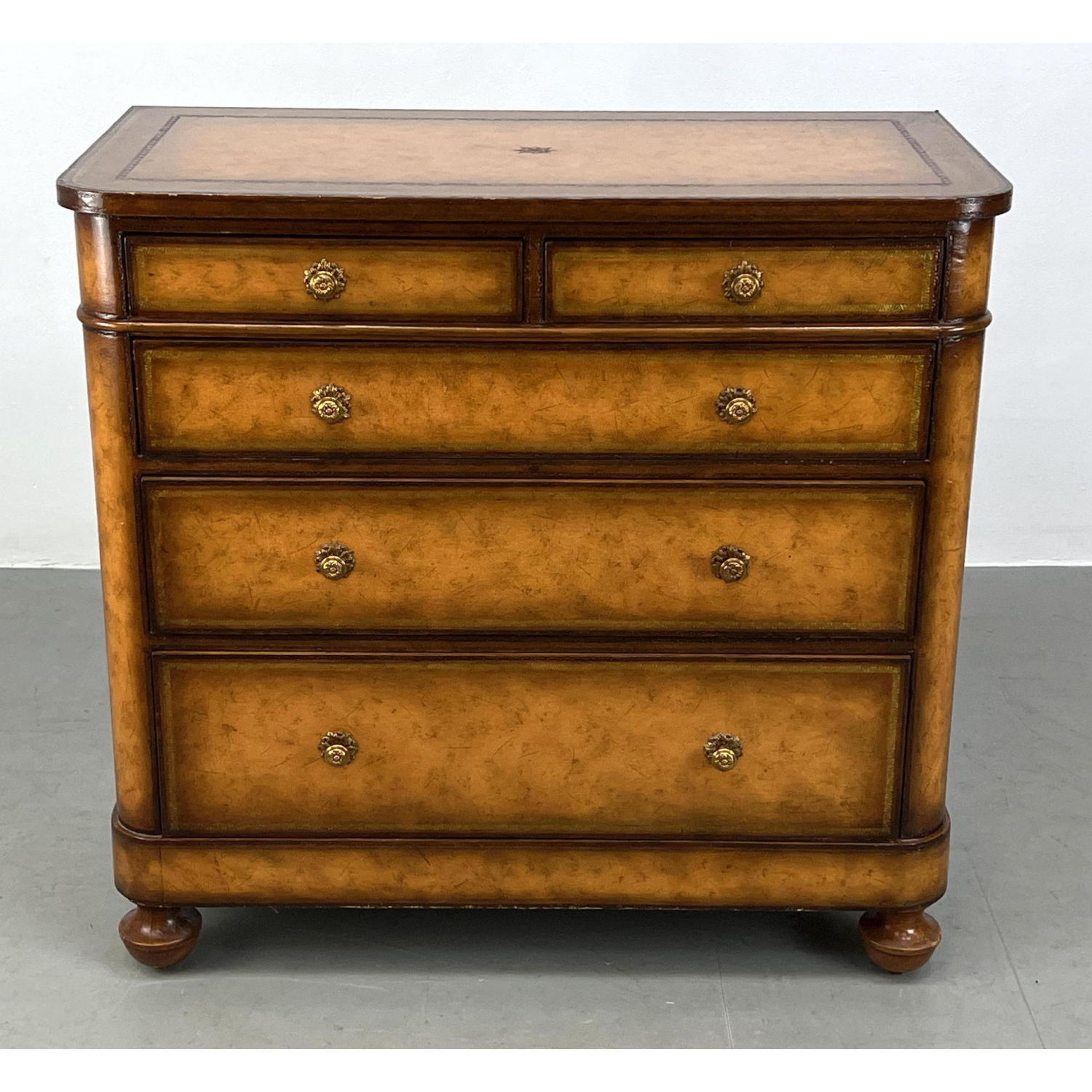 Appraisal: Maitland Smith Classical Leather Covered Chest Dresser Dimensions H inches