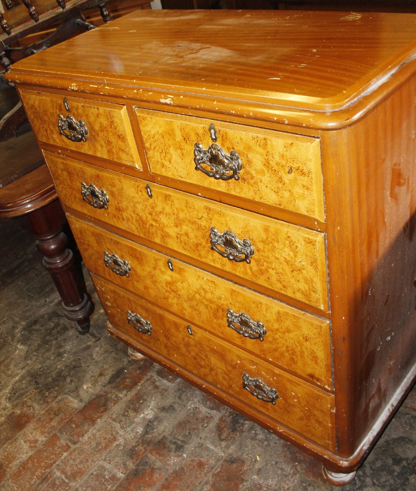 Appraisal: A thC pine and maple and satin walnut chest of