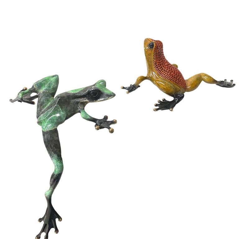 Appraisal: Two Barry Stein Enameled Bronze Frogs Two Barry Stein Enameled