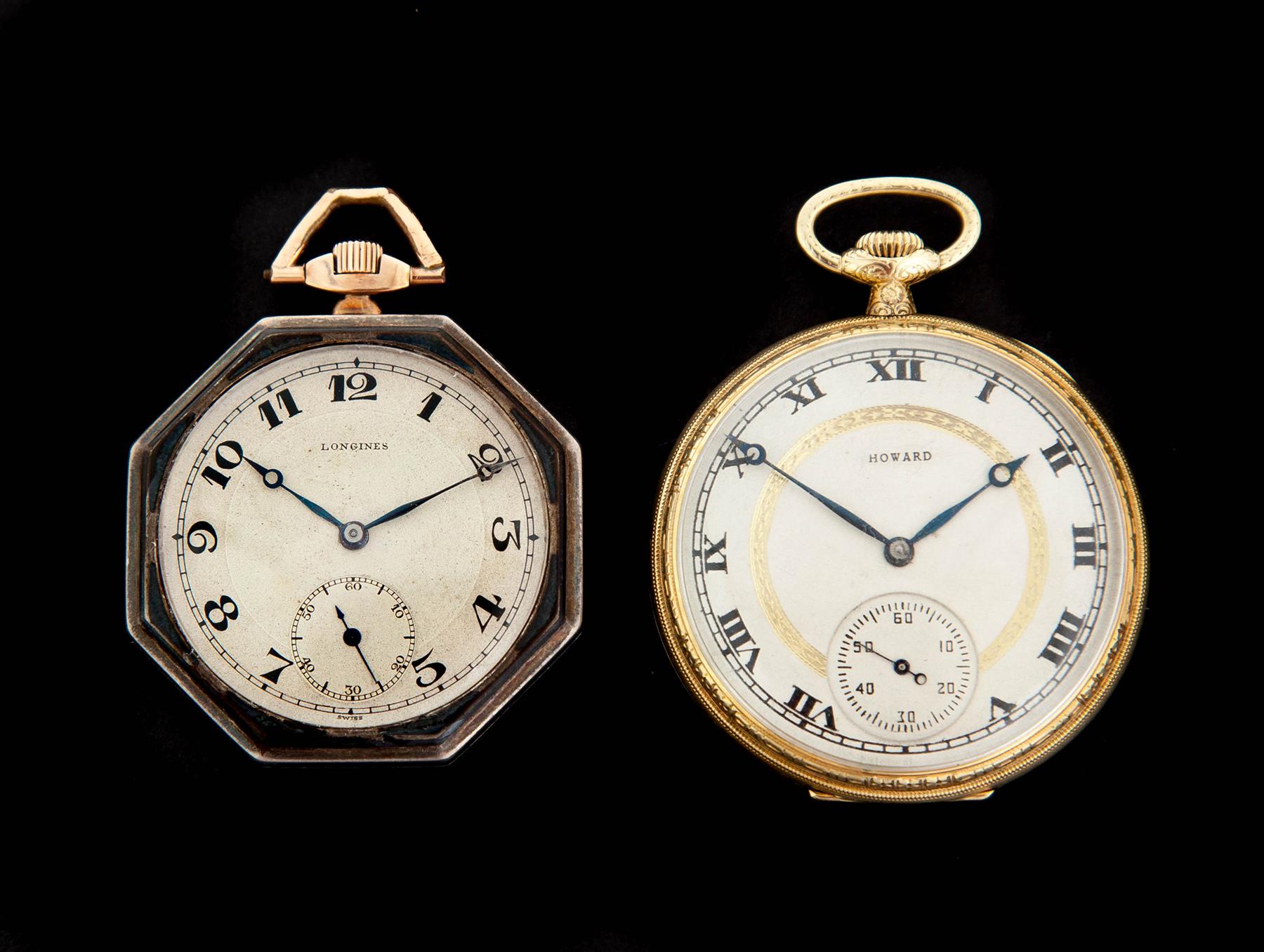 Appraisal: TWO OPEN FACE POCKET WATCHES First half- th century Howard