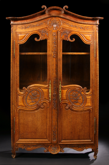 Appraisal: Provincial Louis XV-Style Oak Vitrine th century the domed and