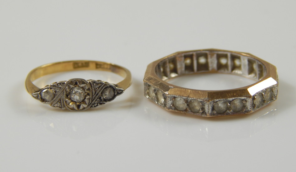 Appraisal: Two dress rings to include an Art Deco style three