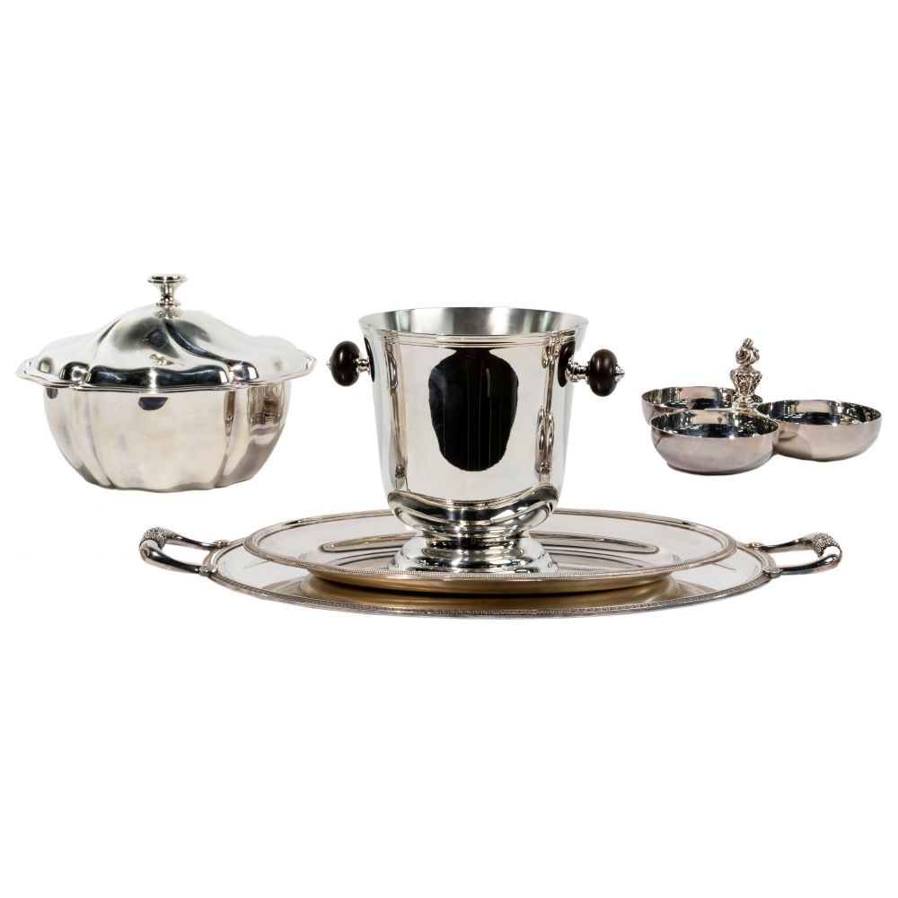 Appraisal: CHRISTOFLE SILVERPLATE HOLLOWWARE ASSORTMENT items including Malmaison and Gallia serving