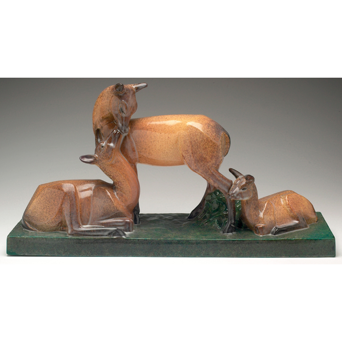 Appraisal: Beavies sculpture large grouping of three deer signed G Beavies