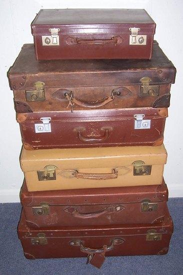 Appraisal: Six leather and other suitcases various