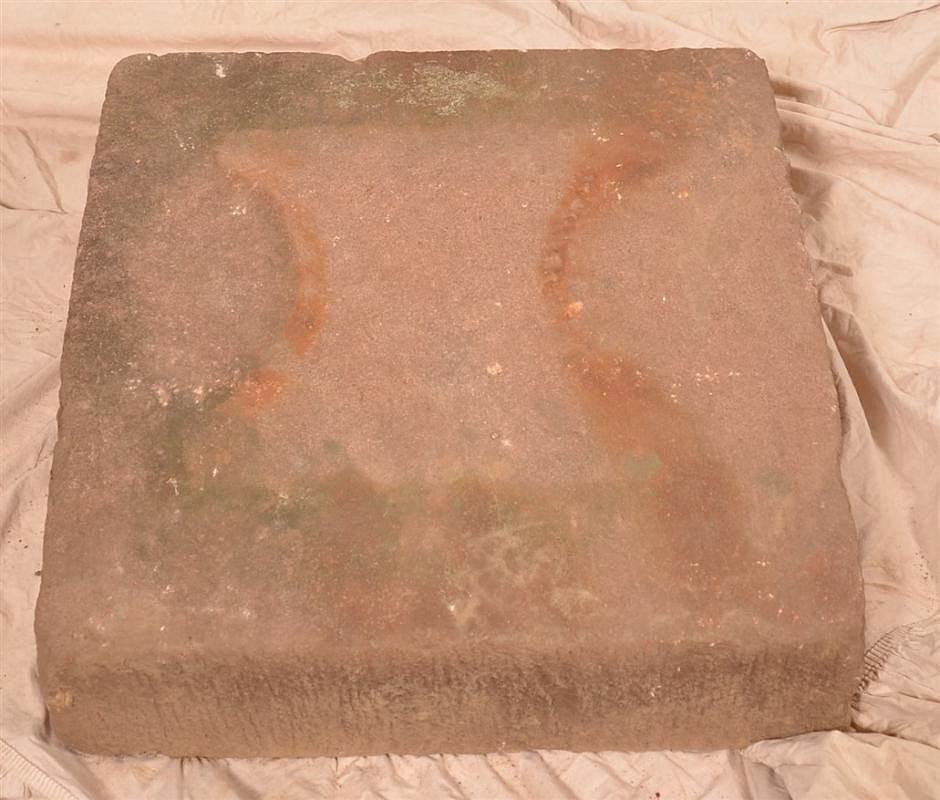 Appraisal: Antique Carved Sandstone Step Antique Carved Sandstone Step - w