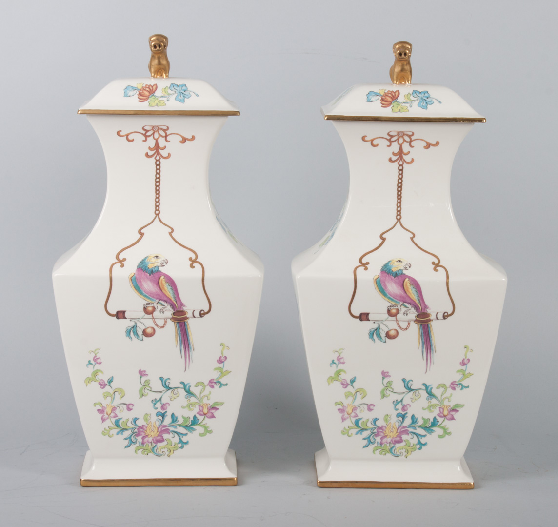 Appraisal: Pair of Chinese Export style covered vases with floral and