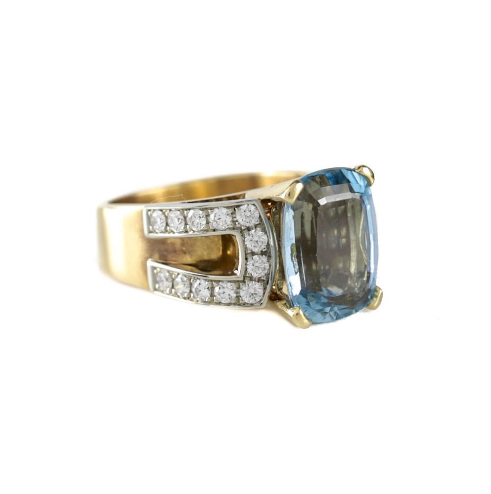 Appraisal: Jean-Francois Albert k Gold Diamond Aquamarine Ring Signature Fit k