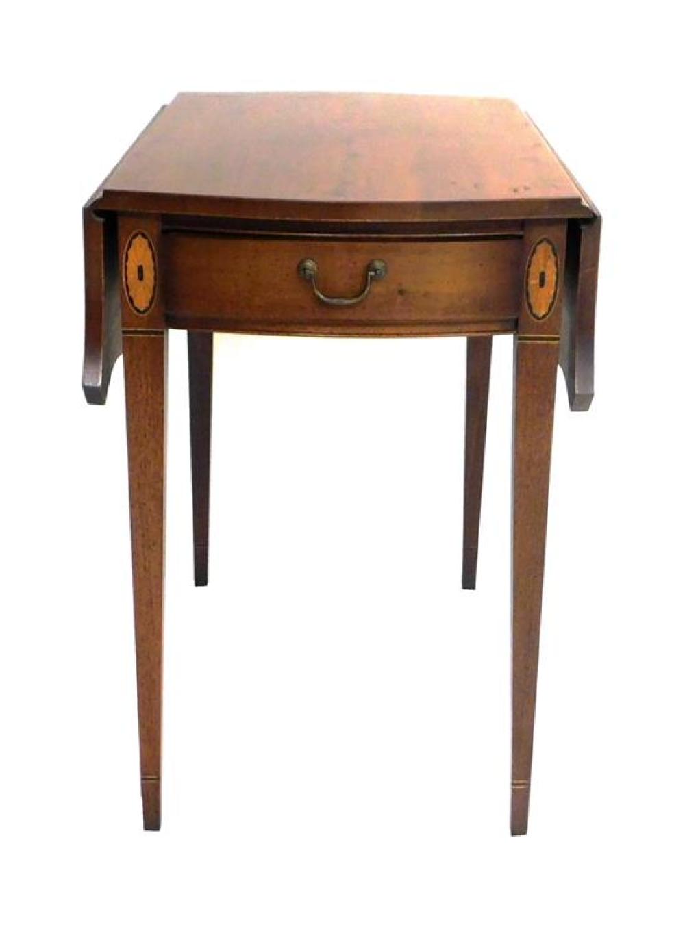 Appraisal: th C Pembroke inlaid table two shaped w leaves bowed