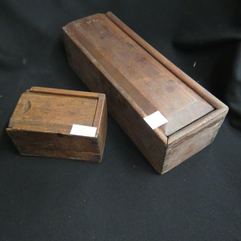 Appraisal: Early Dovetailed Wooden Candle Boxes slide top x and x