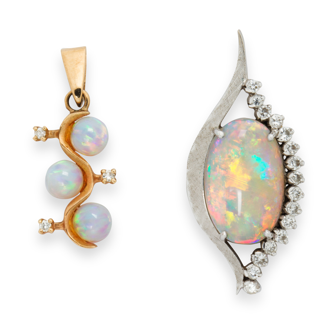 Appraisal: A GROUP OF OPAL AND DIAMOND PENDANTS A group of