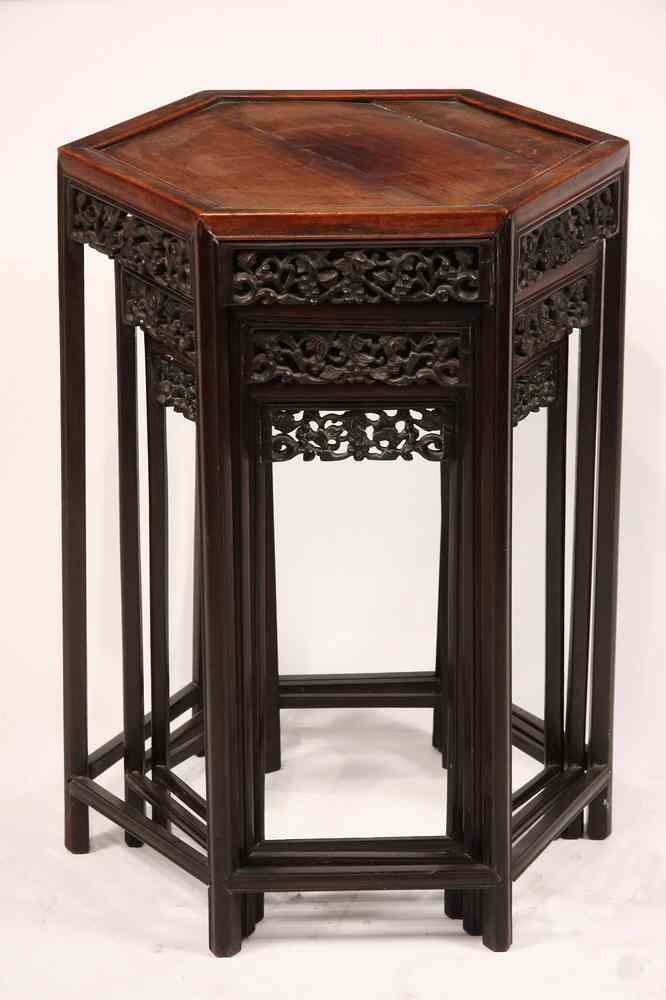 Appraisal: SET OF THREE CHINESE NESTING TABLES - Set of Three