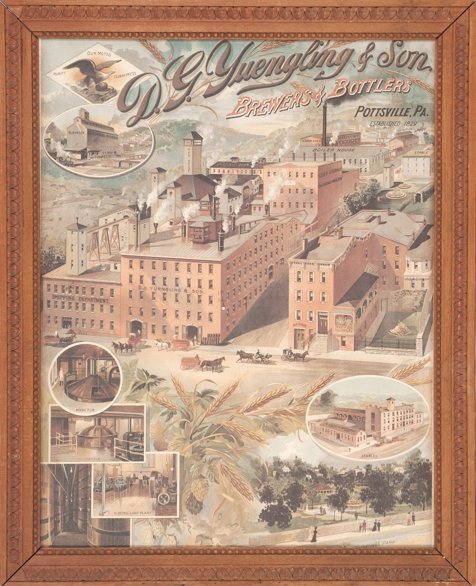 Appraisal: EARLY FRAMED D G YUENGLING SON BREWERY POSTER Late th