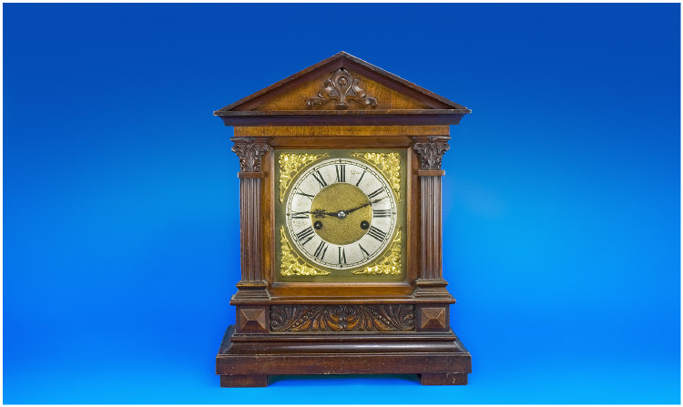 Appraisal: Mahogany Cased Mantle Clock Of Architectural Design The Silvered Chapter