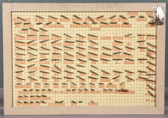 Appraisal: Rifle cartridge collector's board peg board holding approximately vintage bullets