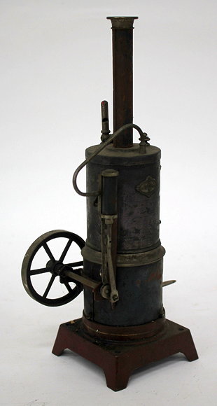 Appraisal: AN OLD GERMAN VERTICAL STEAM BOILER and oscillating engine cm