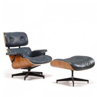 Appraisal: Charles Eames Lounge Chair and Ottoman Herman Miller walnut veneer