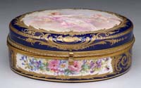 Appraisal: SEVRES HANDPAINTED OVAL DRESSER BOX The top decorated with a