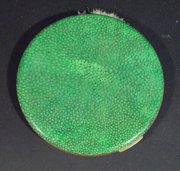 Appraisal: Circular shagreen compact with mirrored interior cm diameter