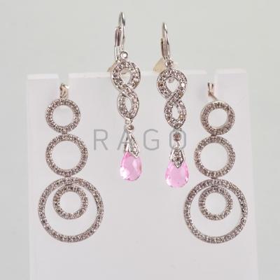 Appraisal: TWO PAIRS DIAMOND K WHITE GOLD DROP EARRINGS Dainty example