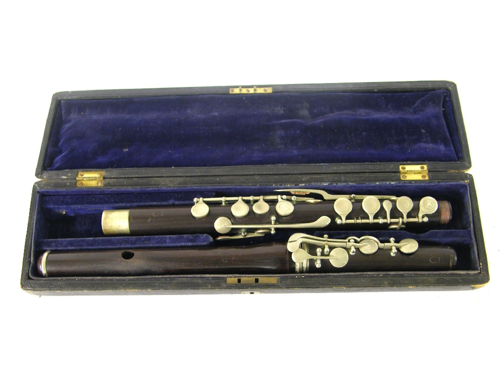 Appraisal: Rosewood eight keyed flute by and stamped Jerome Thibouville Lamy