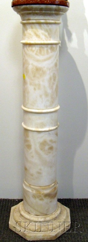 Appraisal: Italian Alabaster Pedestal with circular top and turned stem on