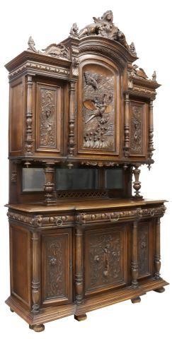 Appraisal: Continental Renaissance Revival walnut sideboard late th c arched cornice